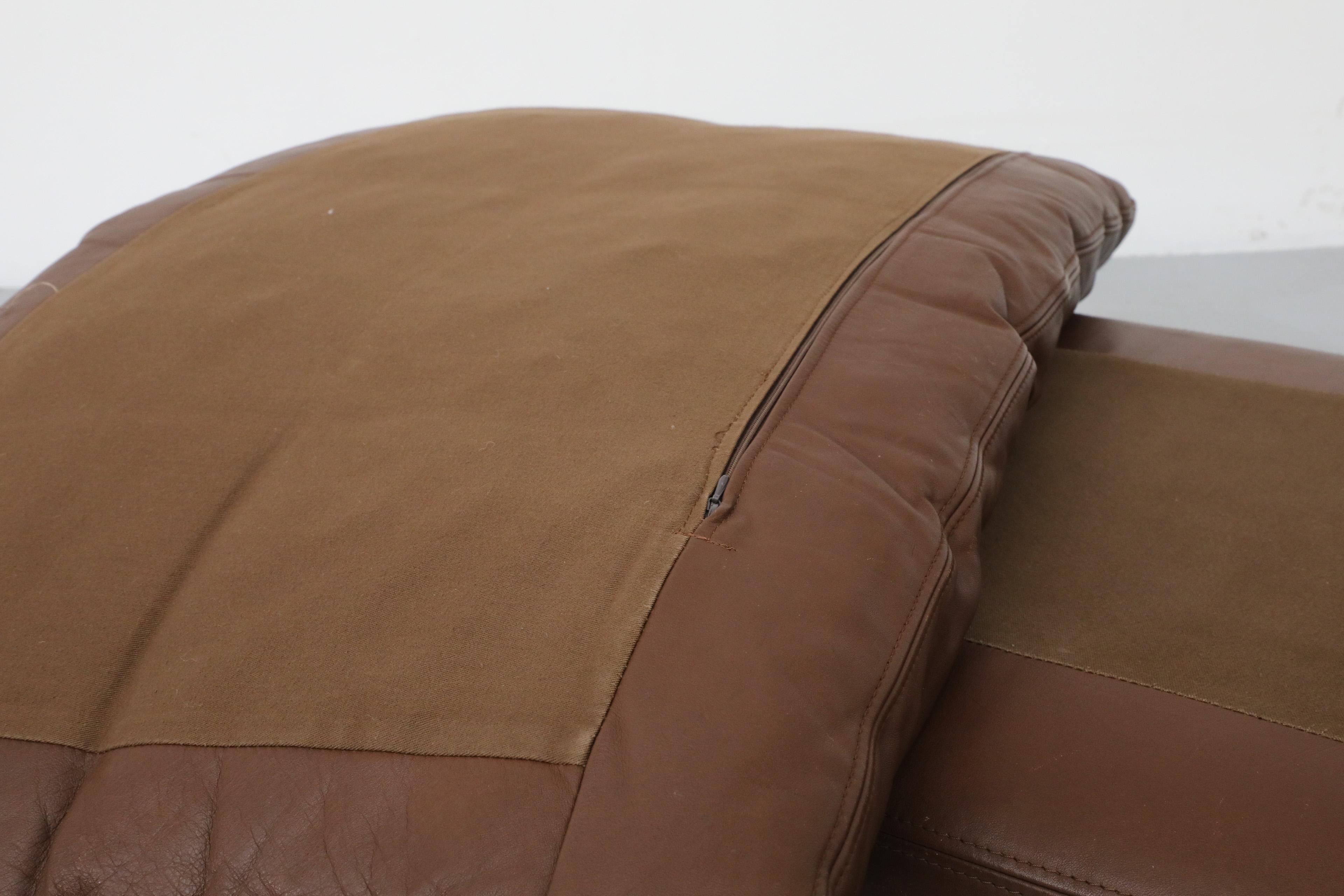 Gelderland Ottoman extra long en cuir chocolat avec coussin supérieur en vente 10