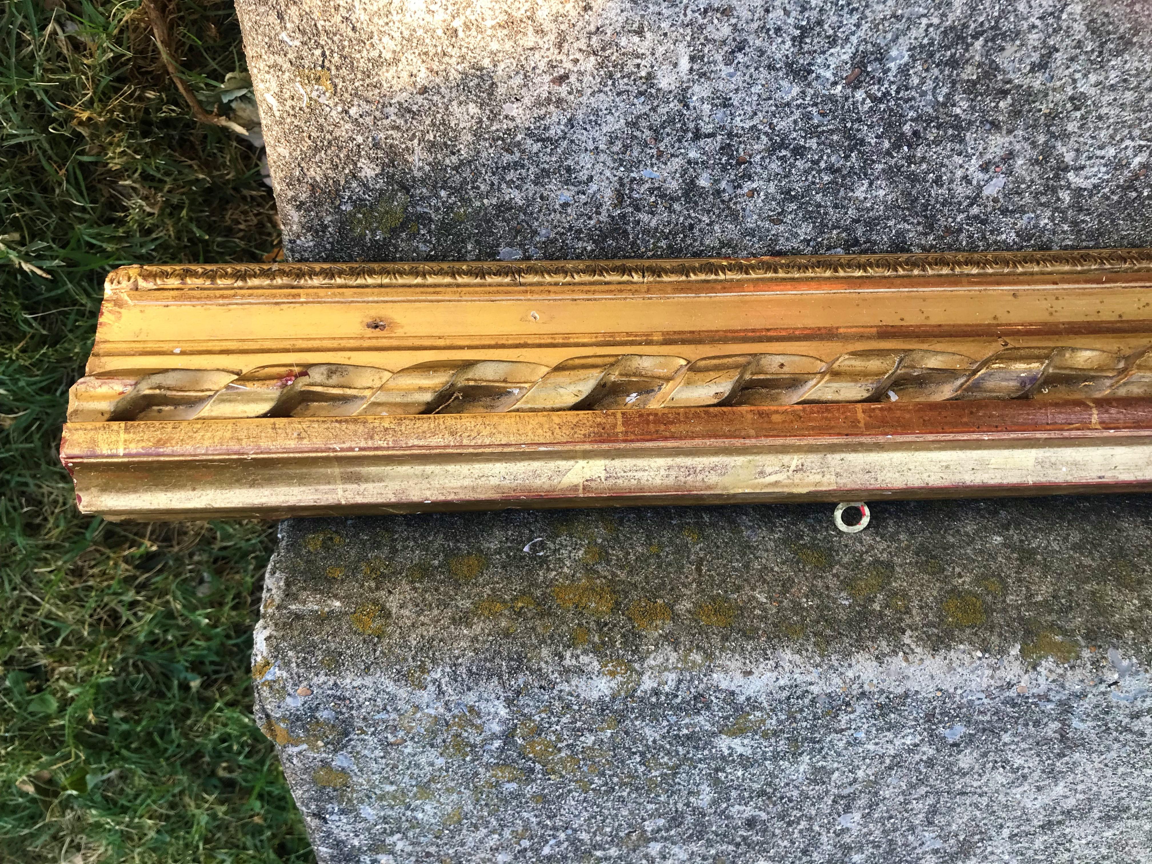 Long Giltwood Turned Rope Giltwood Dentil Fragment For Sale 3