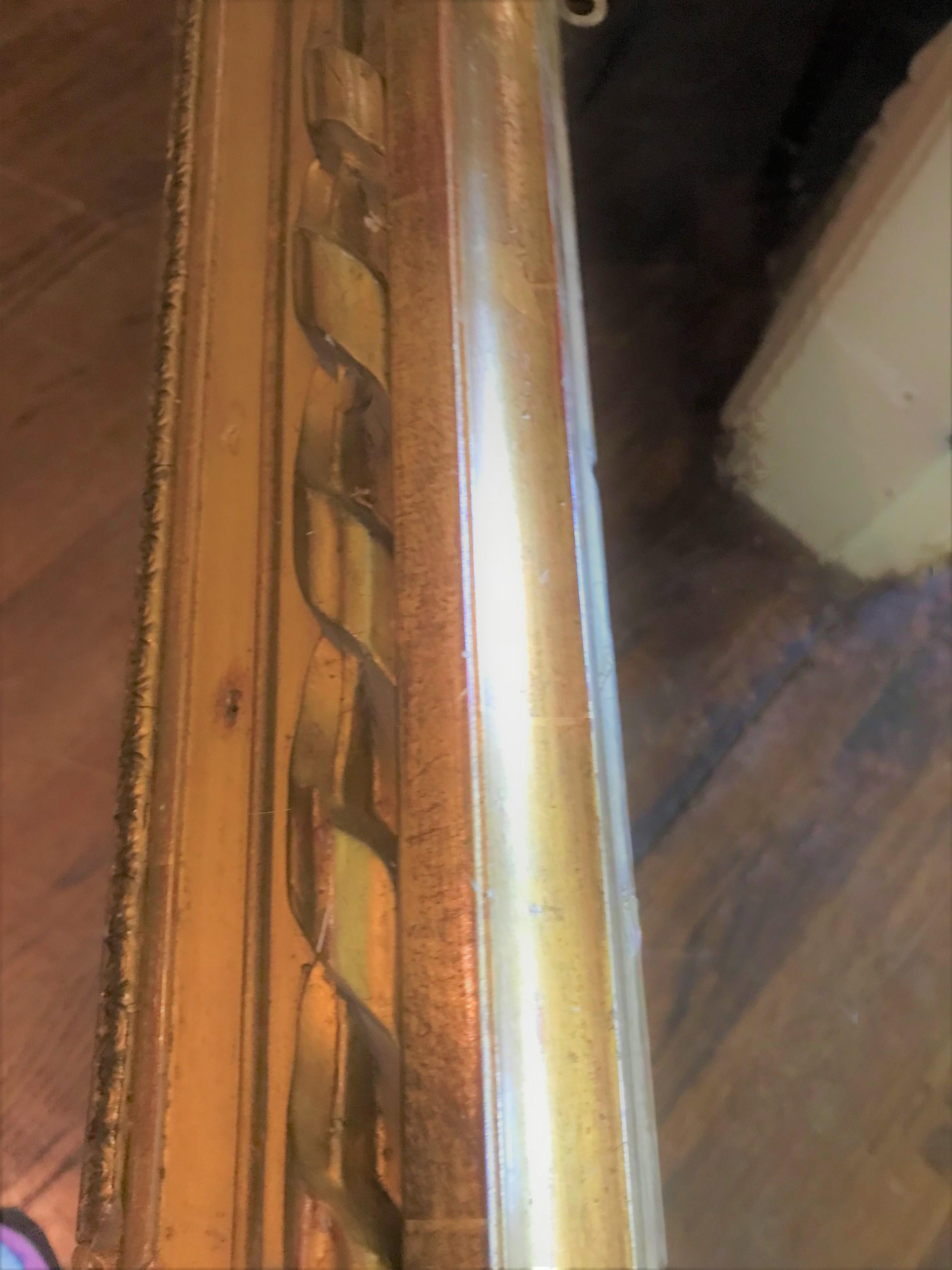 Carved Long Giltwood Turned Rope Giltwood Dentil Fragment For Sale