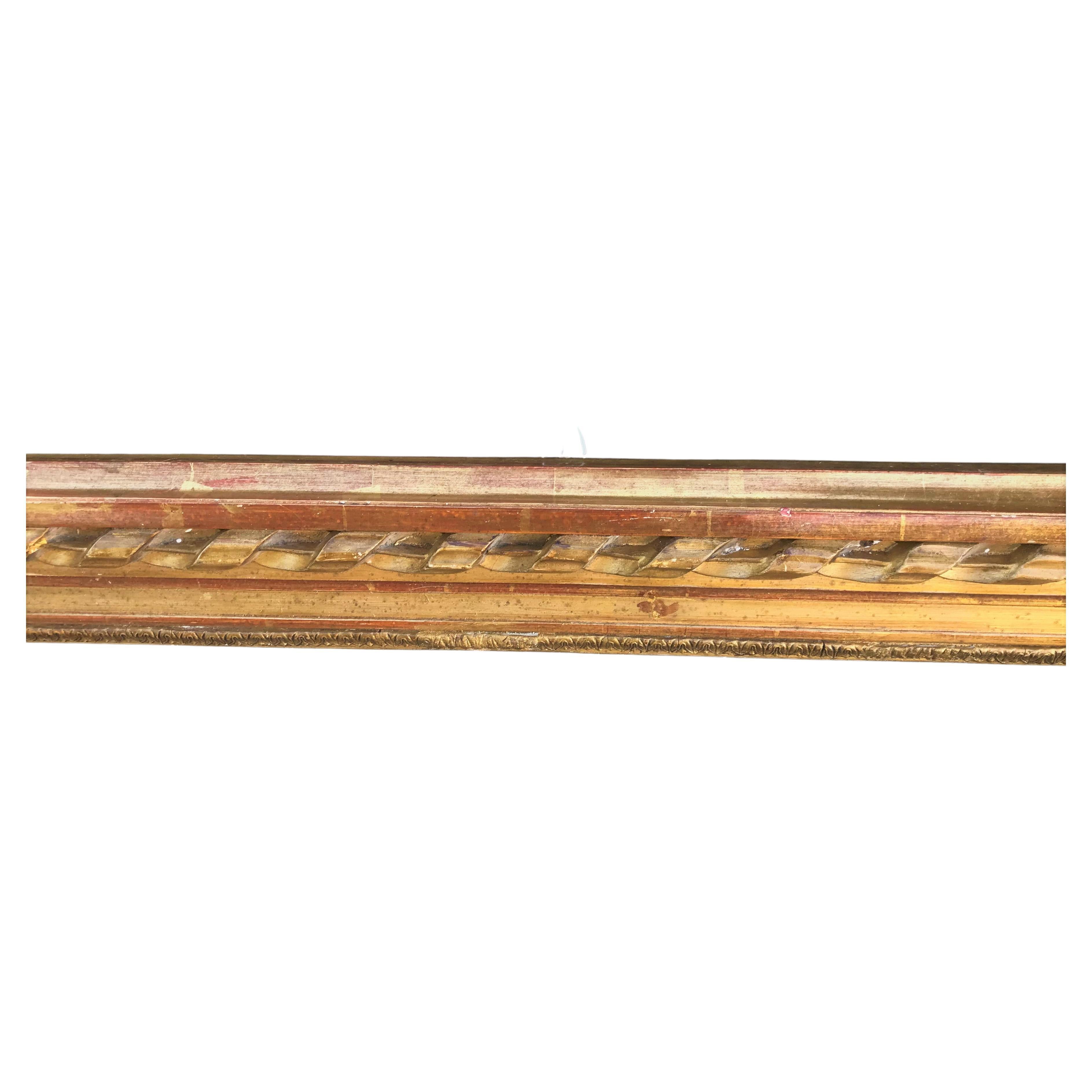 Langes gedrechseltes Seil Giltwood Dentil Fragment aus Giltwood (Vergoldetes Holz) im Angebot
