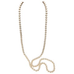 Long Glass Pearl Knotted Rope Necklace