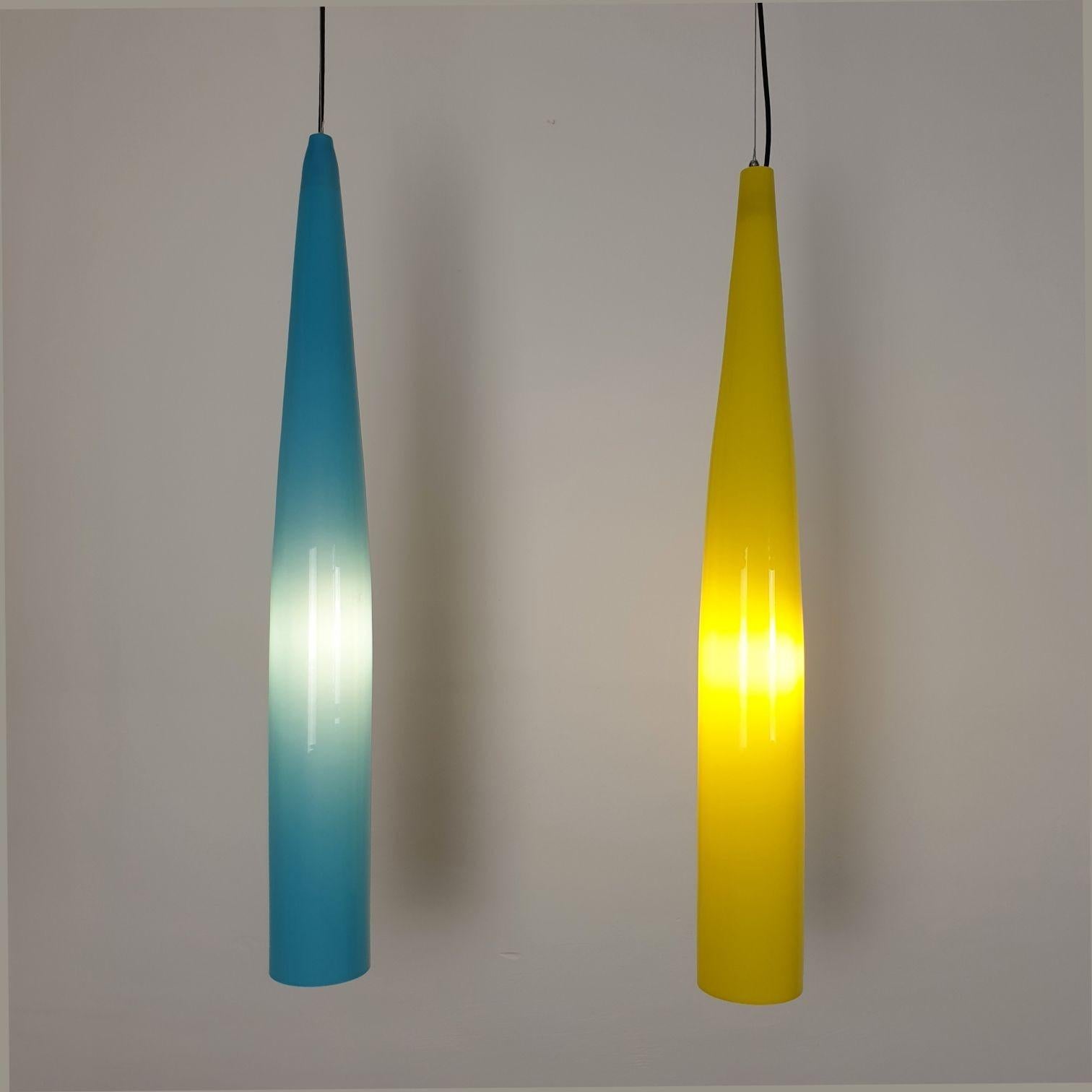 Mid-20th Century Tall glass pendants by Alessandro Pianon for Vistosi - a pair For Sale