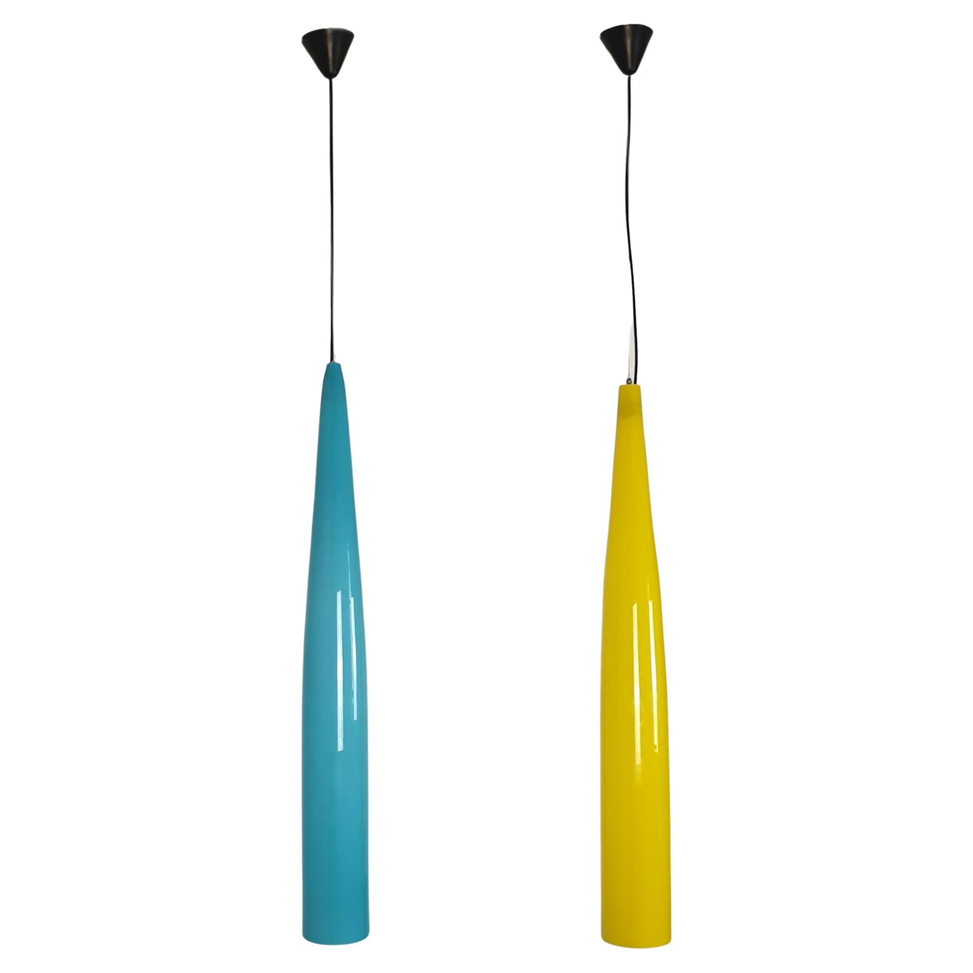 Tall glass pendants by Alessandro Pianon for Vistosi - a pair For Sale