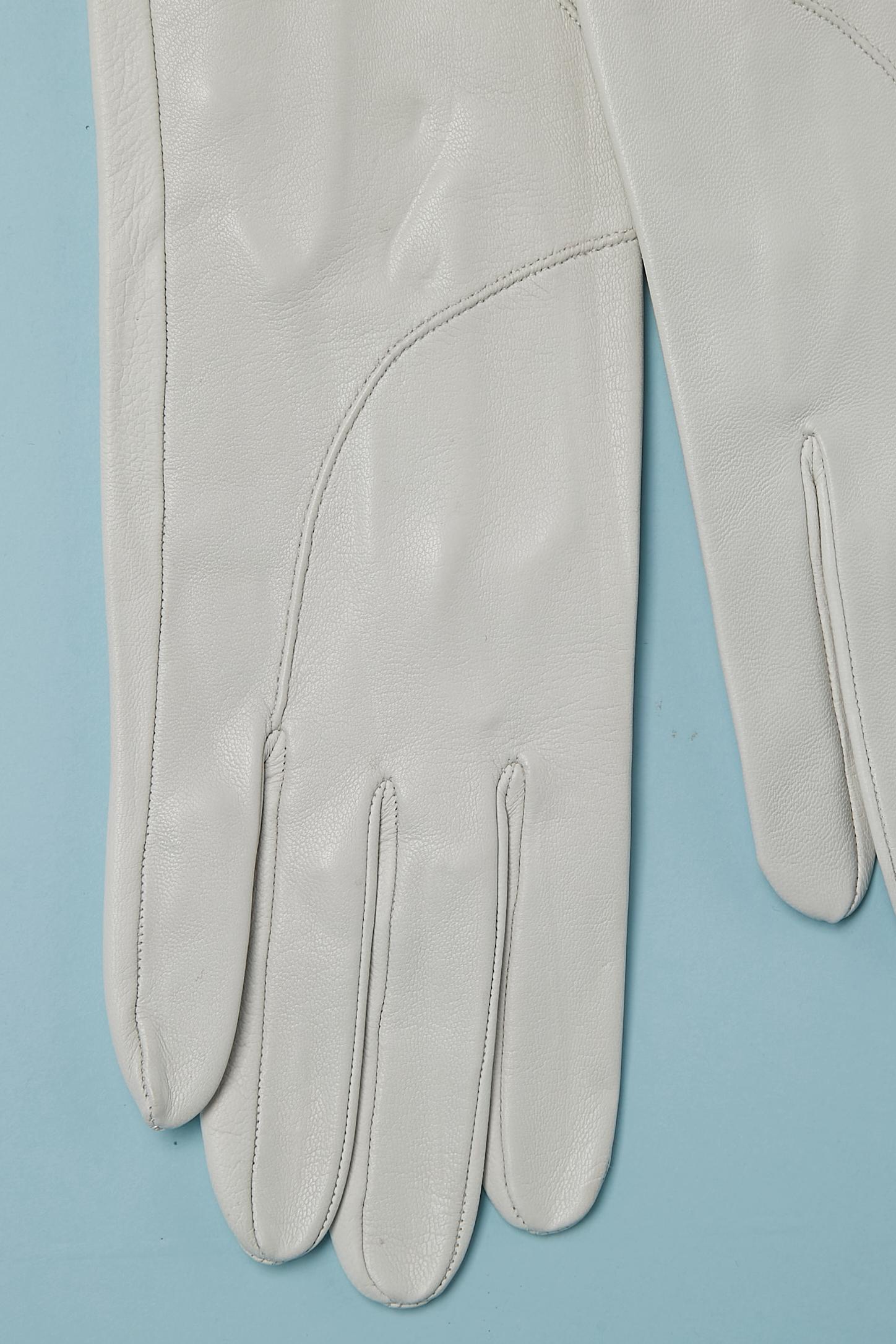 off white leather gloves