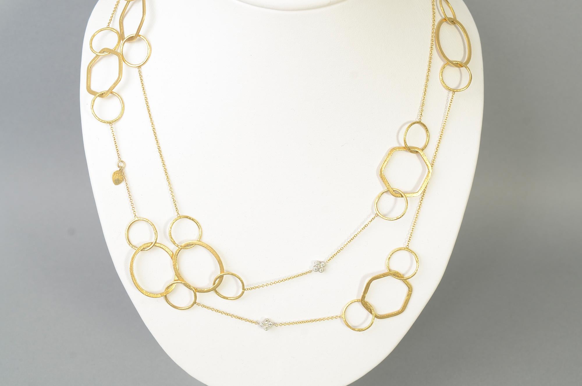 Contemporary Long Gold and Diamond Chain Necklace For Sale