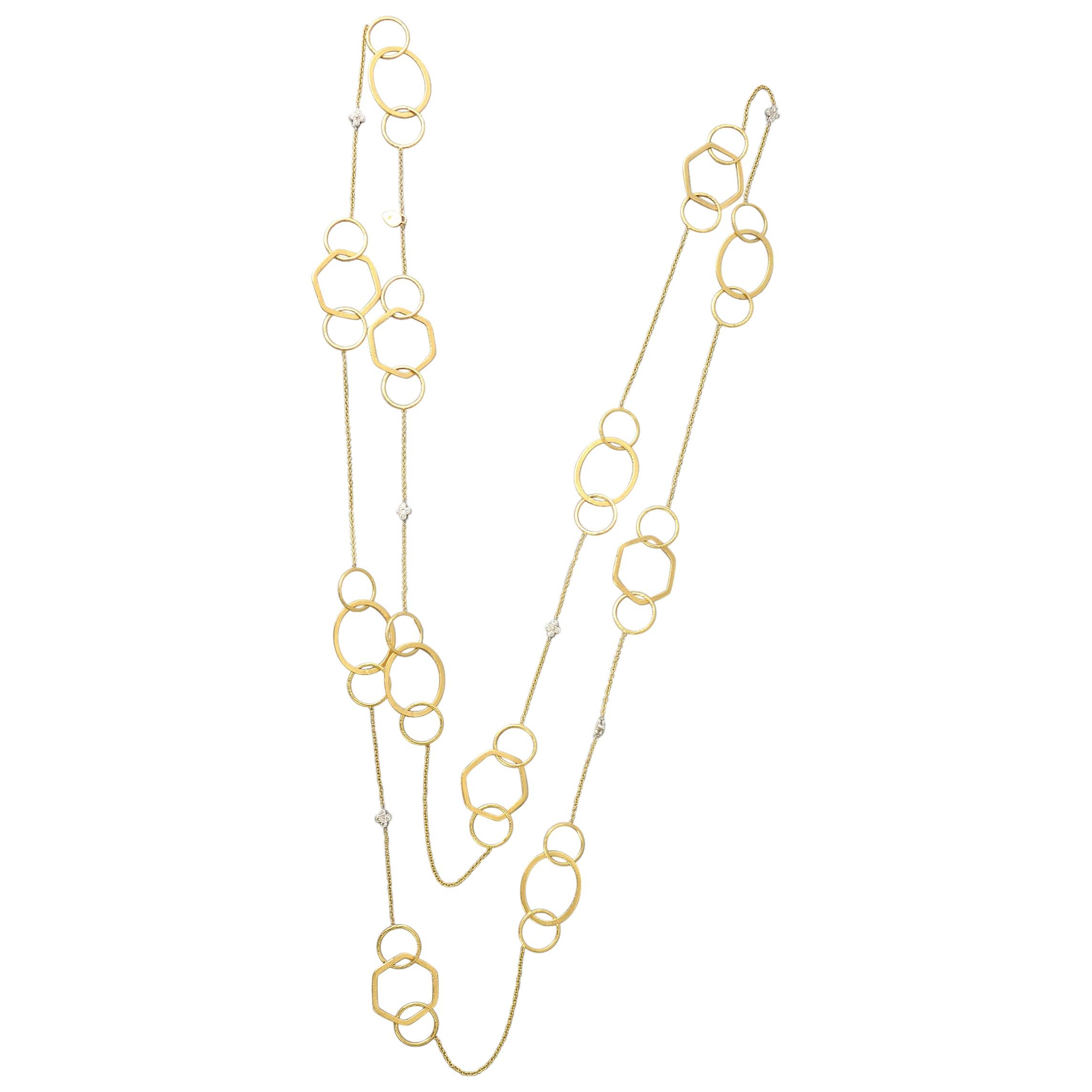 Etienne Perret Diamond Gold Ball Necklace on Long Chain For Sale at