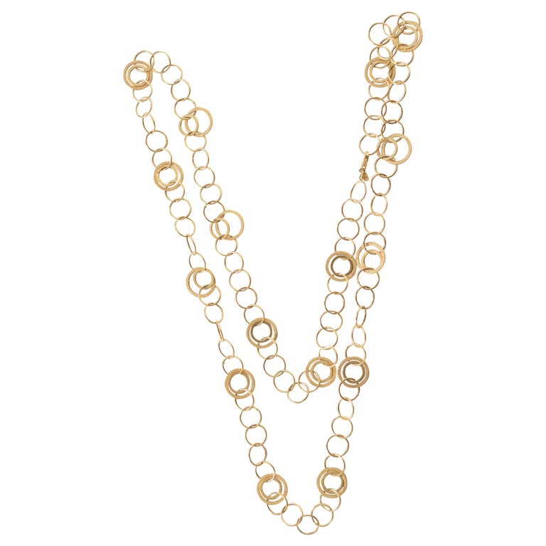 Long Gold Circles Necklace For Sale at 1stDibs