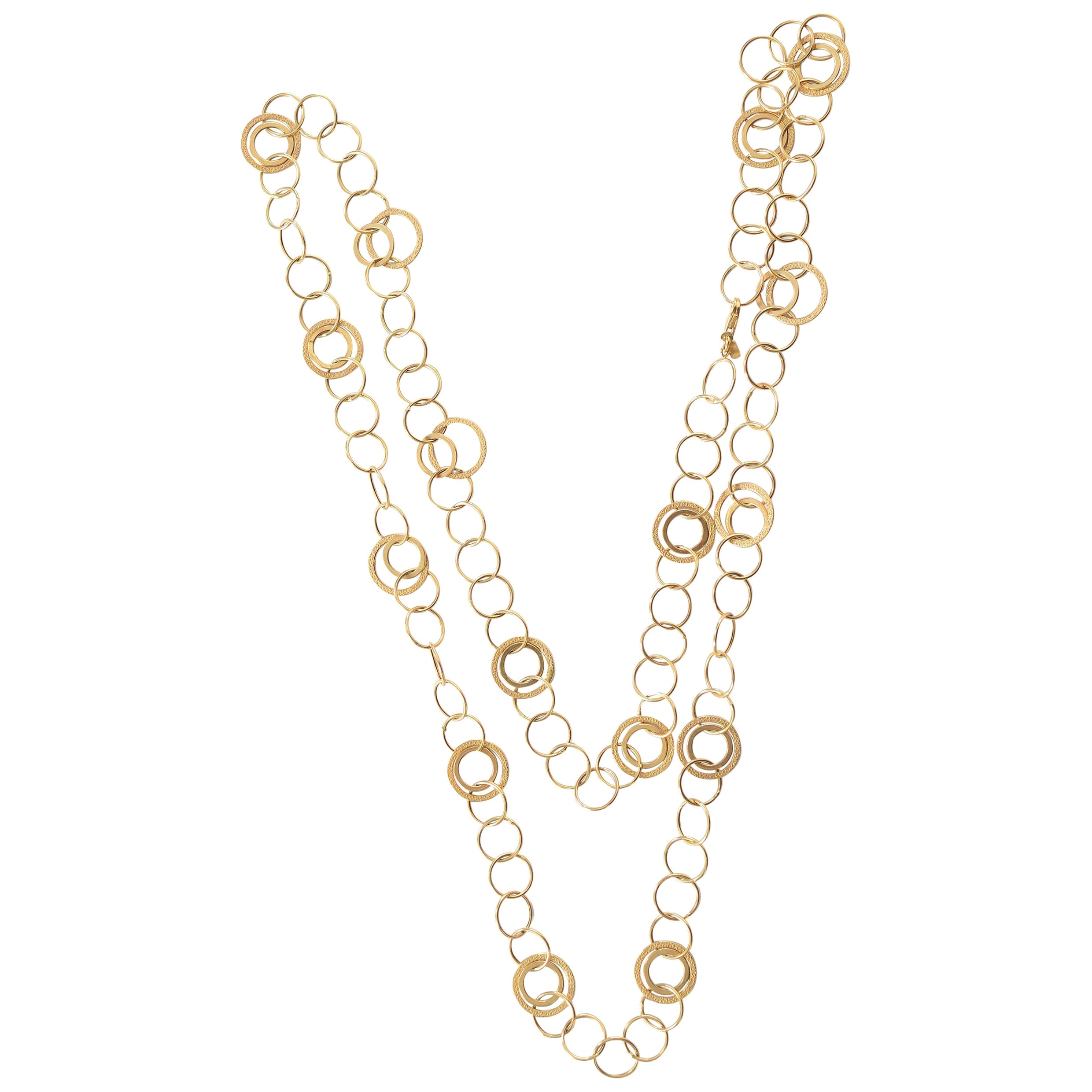 Long Gold Circles Necklace For Sale