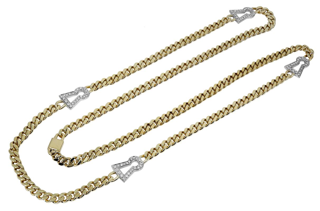 Very elegant and striking chain.  Heavy gauge 18K chain with five brilliant diamond 