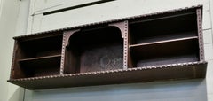 Long Gothic Carved Oak Wall Shelf with storage