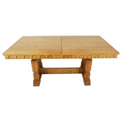 Used Long Gothic Oak Extending Refectory, Boardroom Table Scotland 1930, B2019
