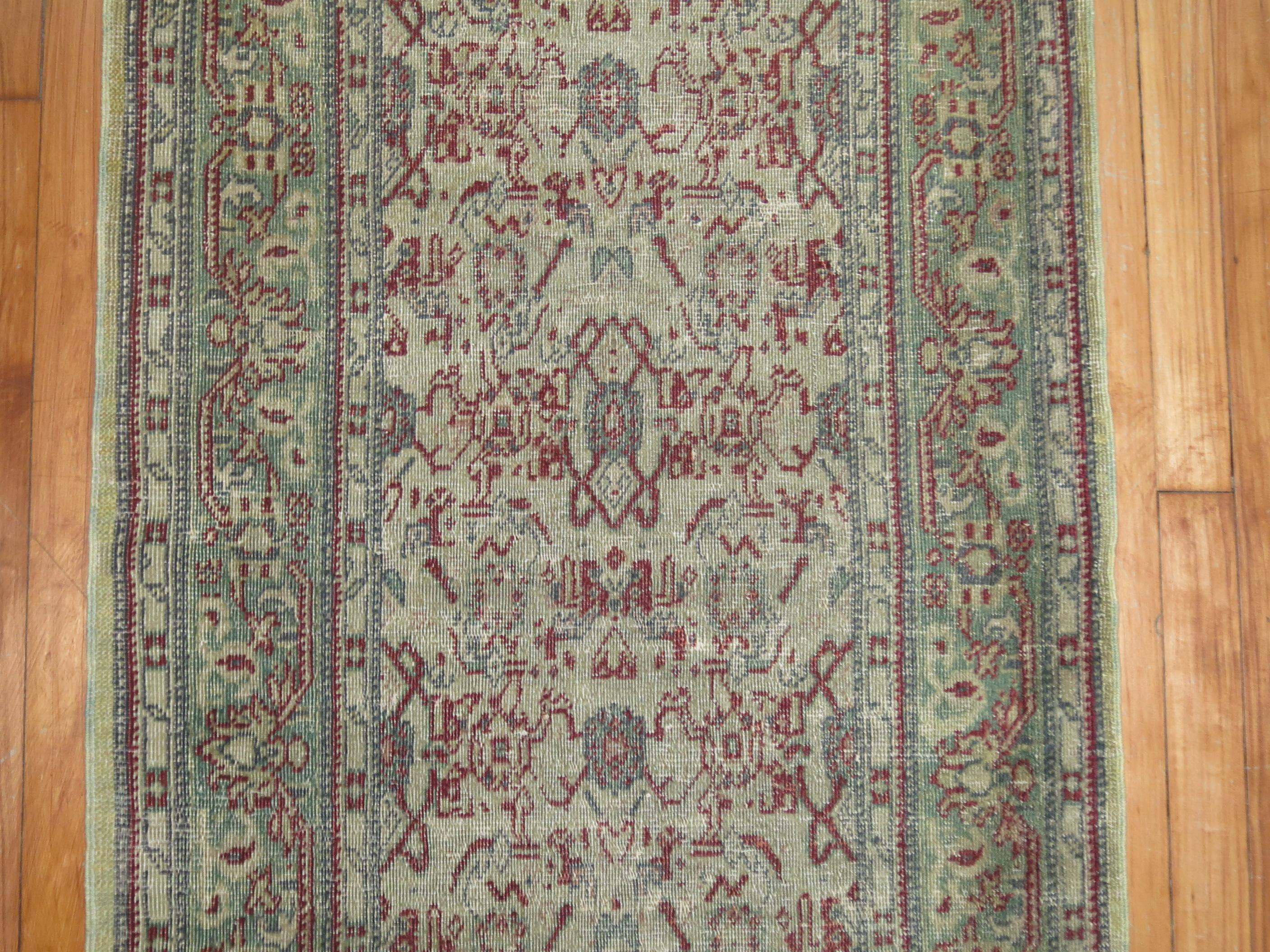 Long Gray 20th Century Turkish Runner In Good Condition For Sale In New York, NY