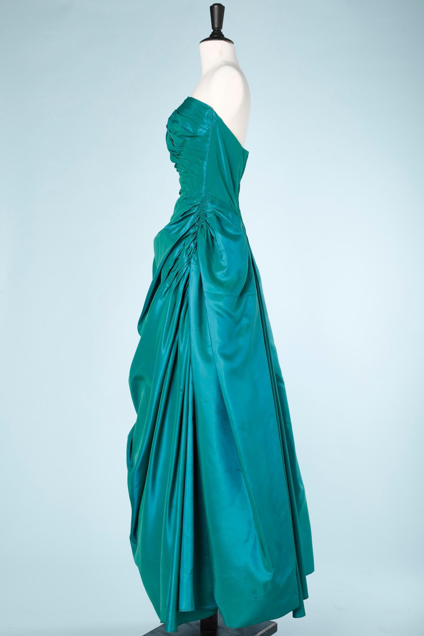 Women's Long green and blue  taffetas cocktail dress Dance Originals by Fred Perlberq