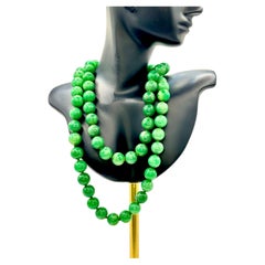 Long Green Jade Bead Necklace, Late 20th Century, Provenance Shirley Conran DBE