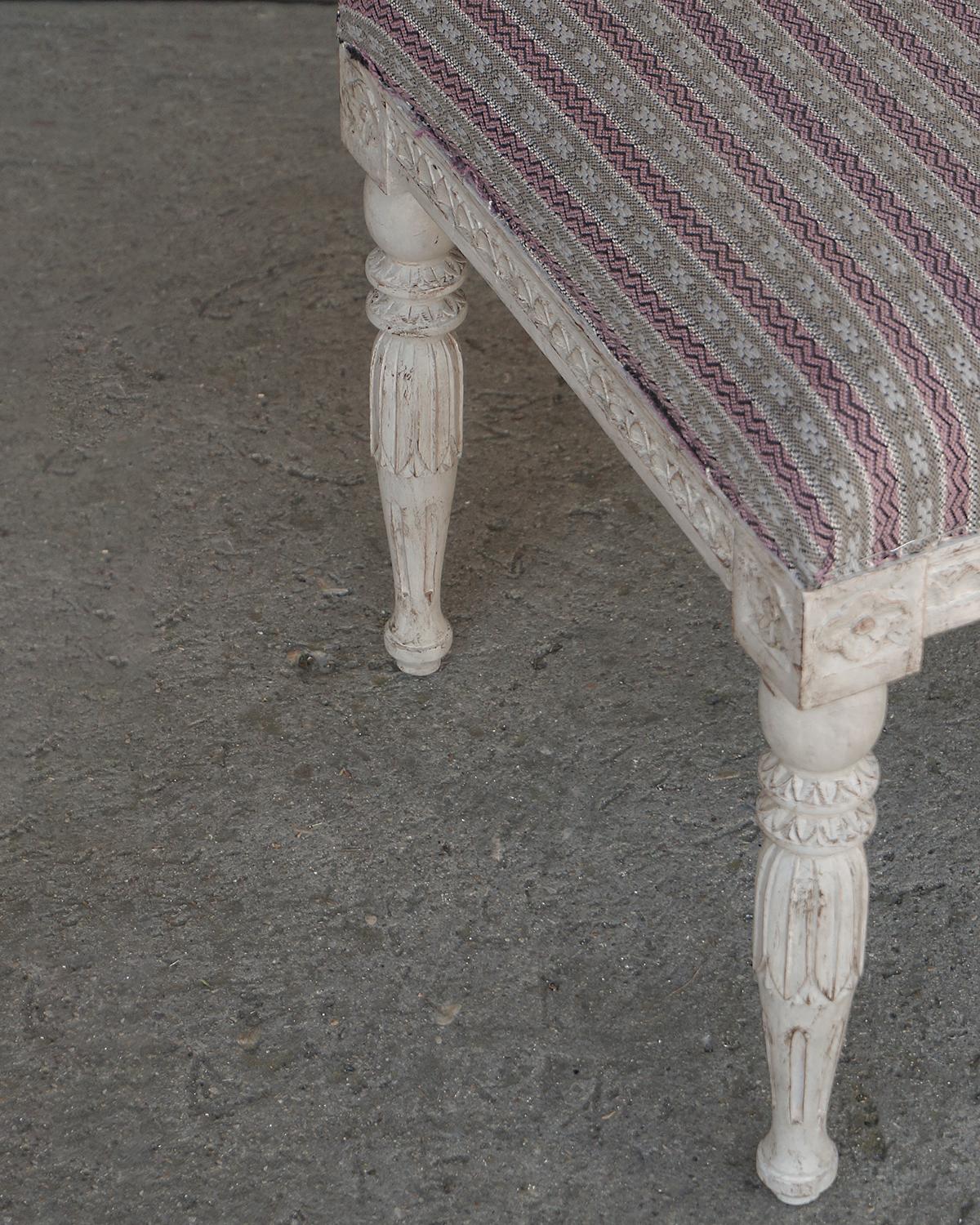 Hand-Carved Long Gustavian Style Swedish Bench