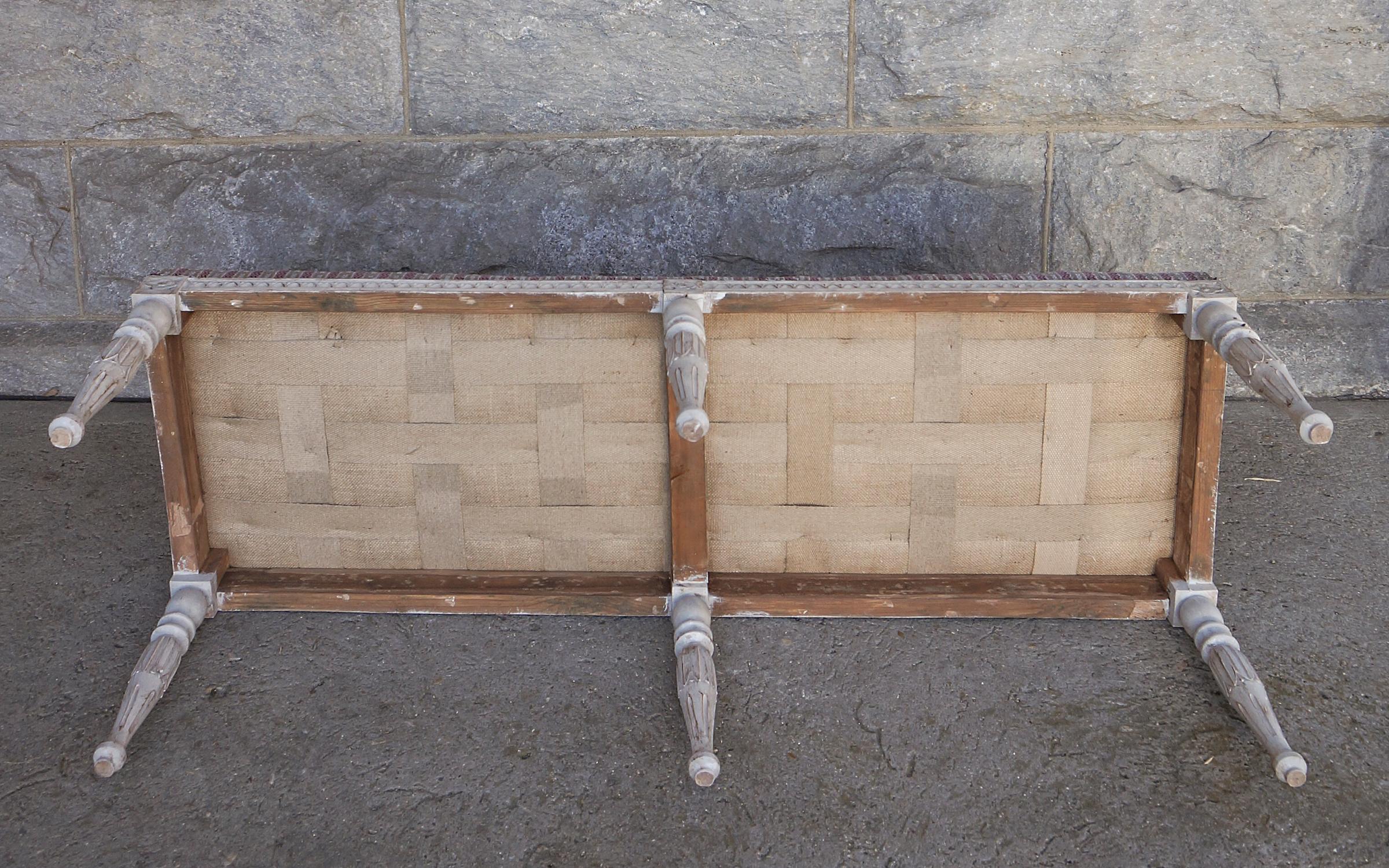 Upholstery Long Gustavian Style Swedish Bench