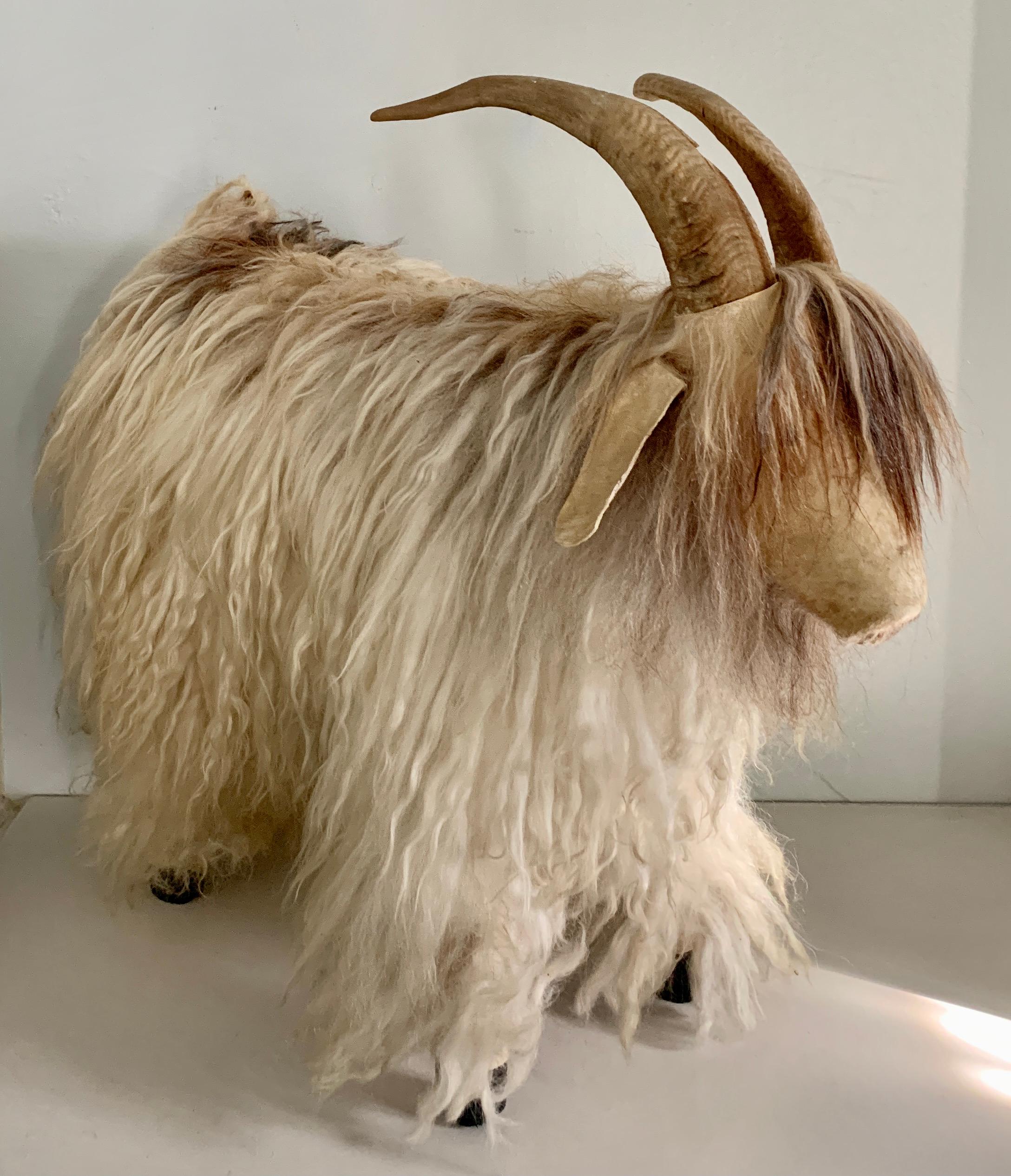 Antler Long Hair Sheep Ottoman  For Sale