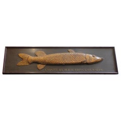 Long Hand-Carved Fish Wood Sign