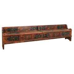 Long Hand Painted Bench With Storage, Hungary circa 1900