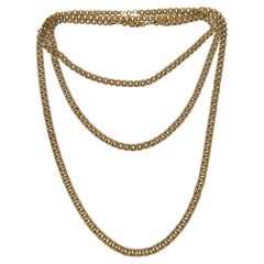 Long collier à chaîne en or, fabriqué à la main