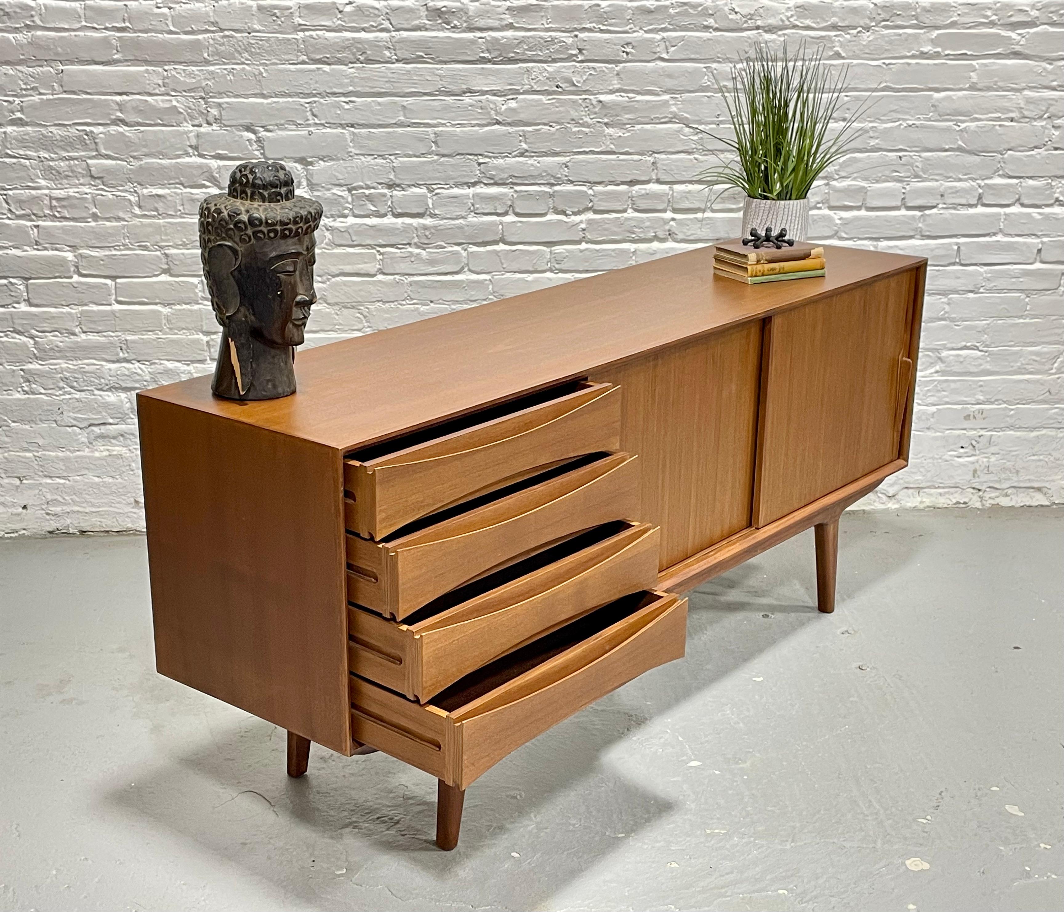 LONG + Handsome Mid Century Modern styled Teak CREDENZA / Sideboard For Sale 4