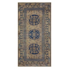 Long Handwoven Wool Mid 19th Century Khotan Rug