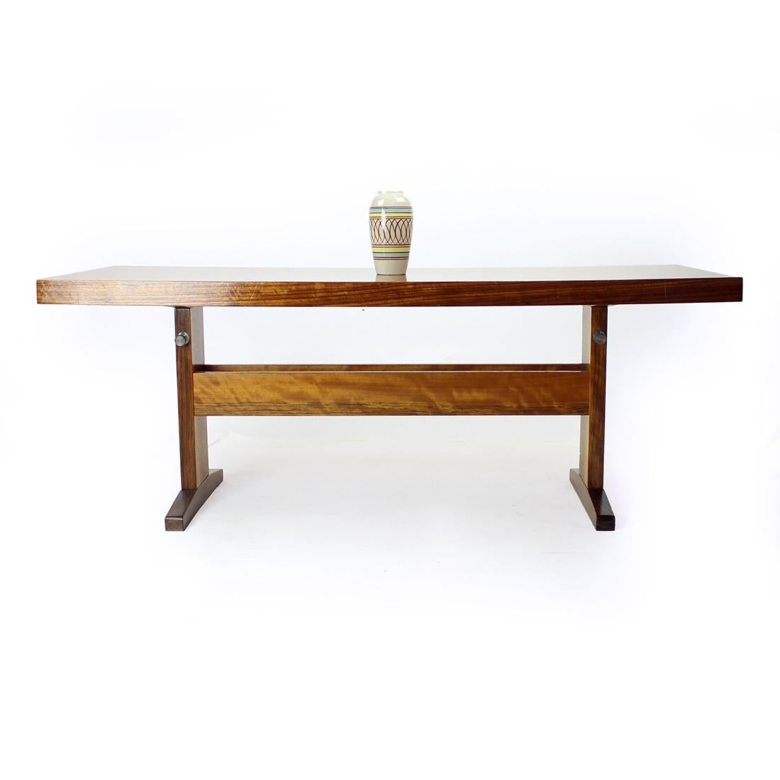 Long Height Adjustable Coffee/Dining Table in Mahogany, Czechoslovakia