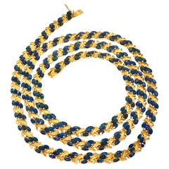 Long High Karat Gold Sapphire Necklace