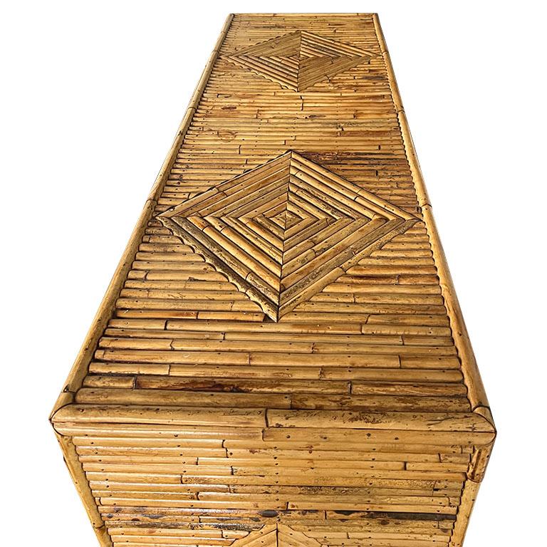 Lange Hollywood Regency Split Reed Bamboo 6 Schubladen Low Dresser Kommode von Schubladen im Zustand „Gut“ im Angebot in Oklahoma City, OK
