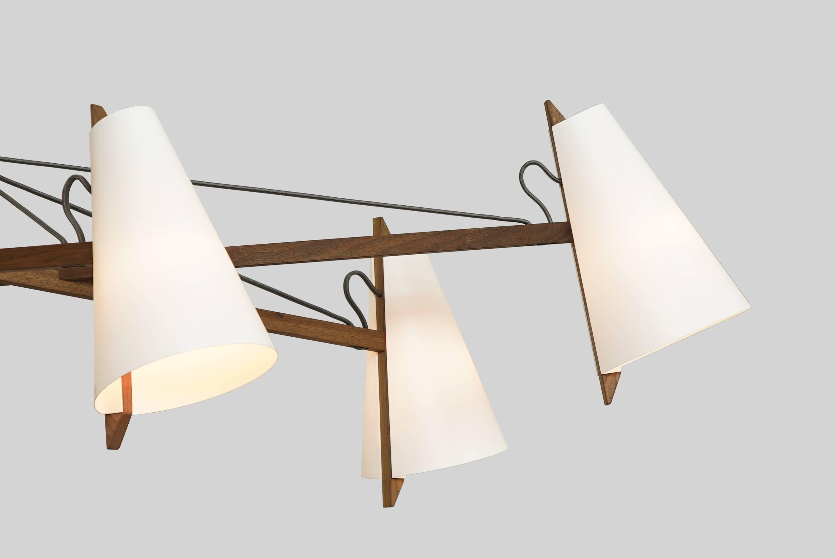 Long Hood Chandelier in Walnut by Ravenhill Studio For Sale at 1stDibs