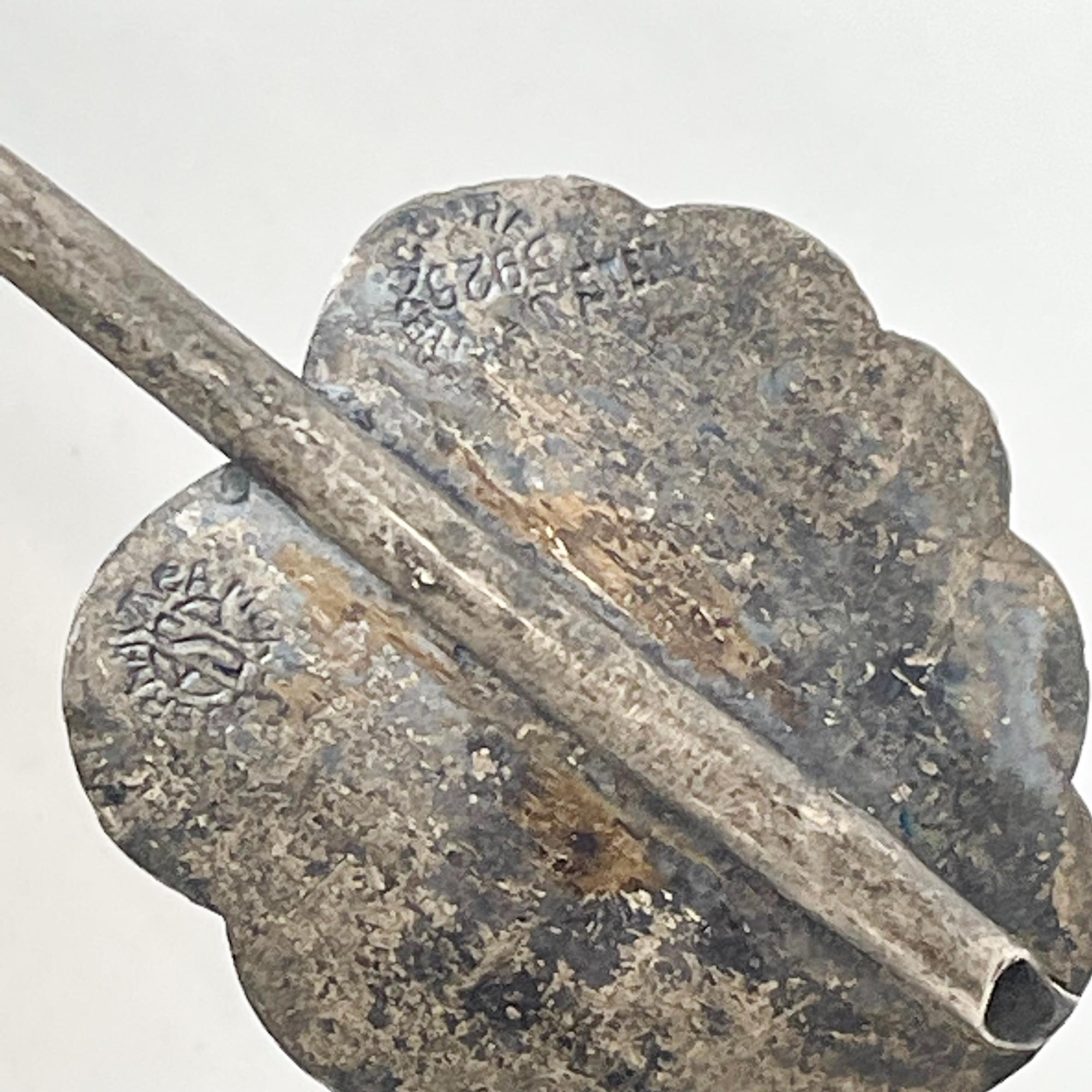 Argento 925 Cucchiaio da cocktail lungo per ghiaccio con scultura a forma di foglia in argento 925 Messico 1950 in vendita