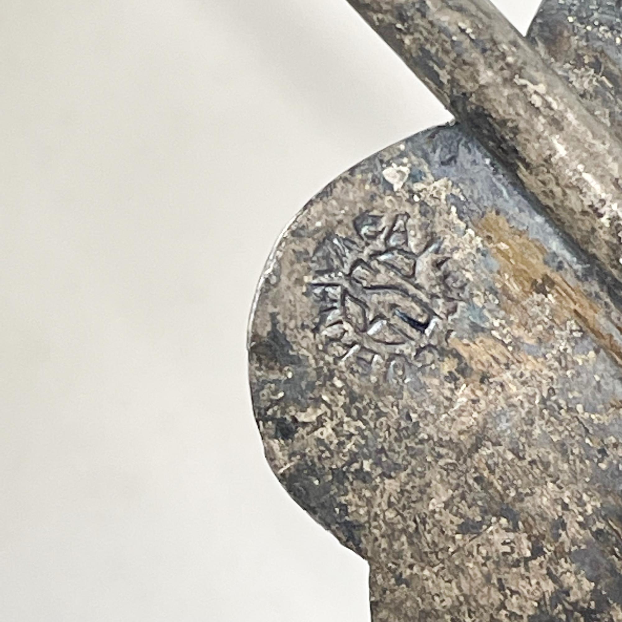 Cucchiaio da cocktail lungo per ghiaccio con scultura a forma di foglia in argento 925 Messico 1950 in vendita 1
