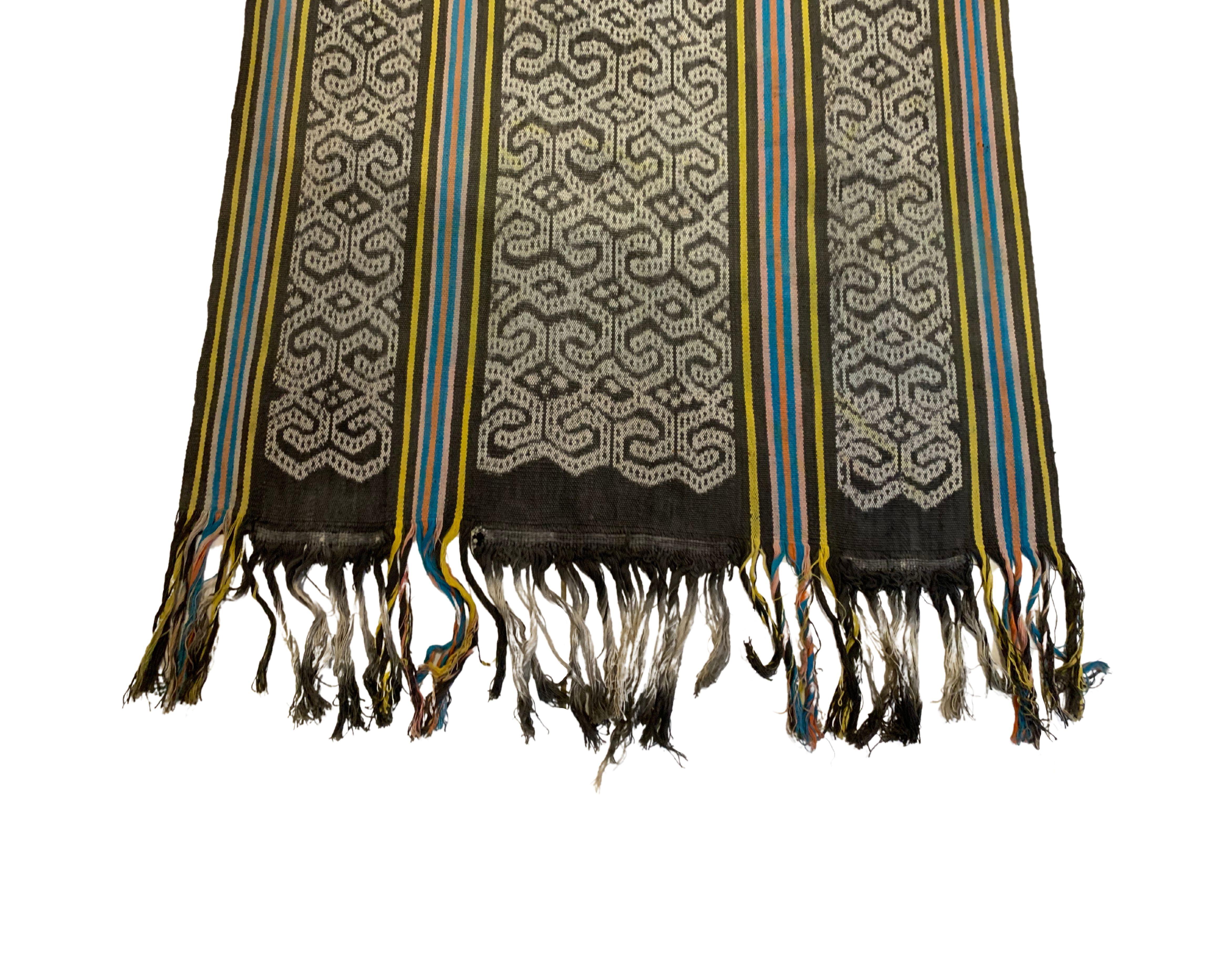 Indonesian Long ikat Textile from Sumba Island Tribal Motifs, Indonesia