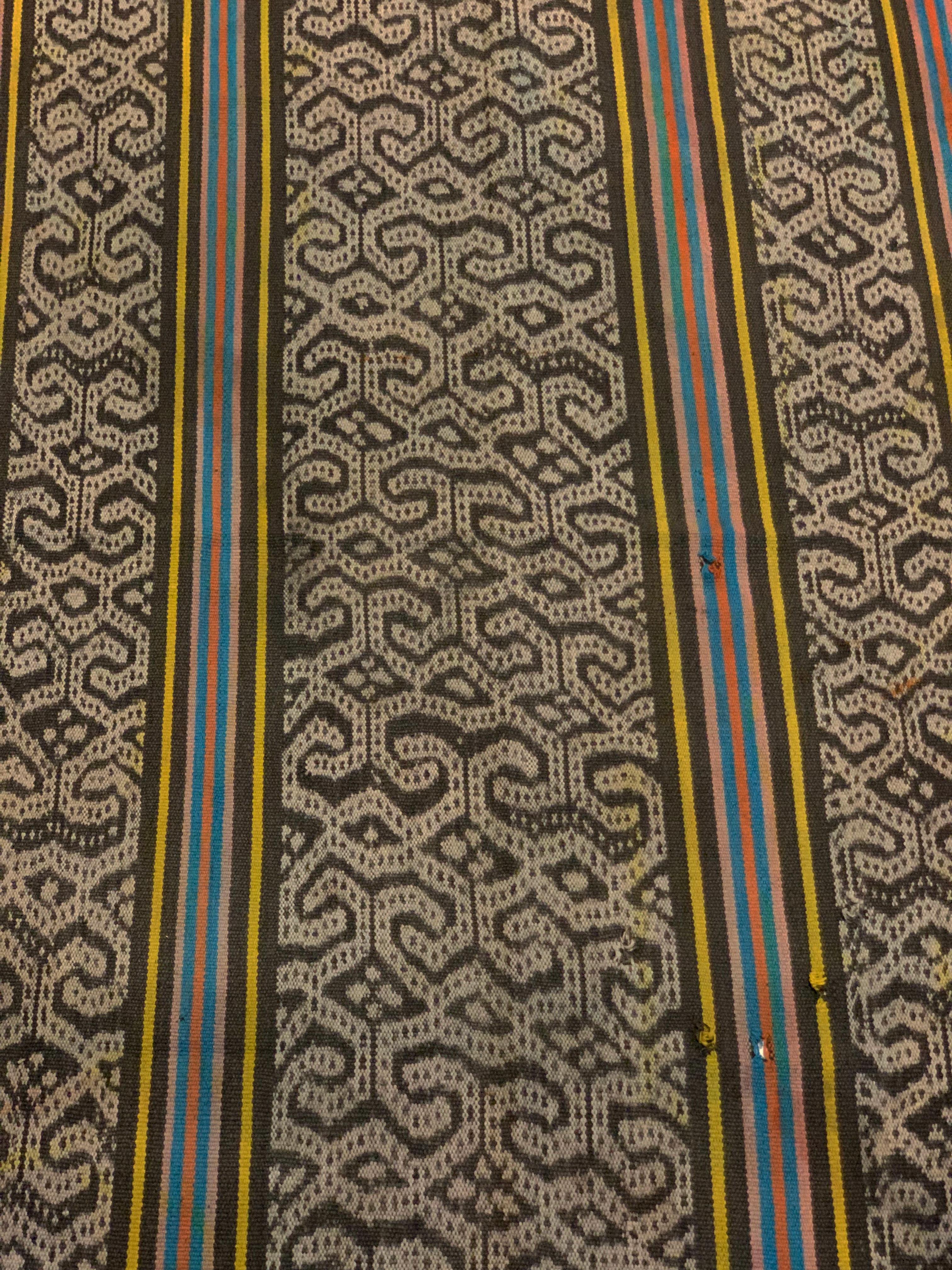 Hand-Woven Long ikat Textile from Sumba Island Tribal Motifs, Indonesia