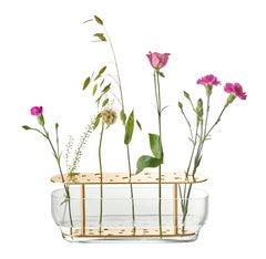 Vaso lungo 'Ikebana' in vetro soffiato a bocca e ottone per Fritz Hansen