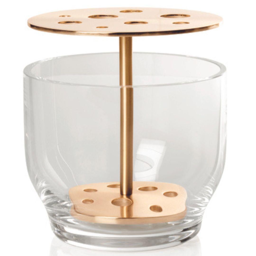 Danese Vaso lungo 'Ikebana' in vetro soffiato a bocca e ottone per Fritz Hansen in vendita