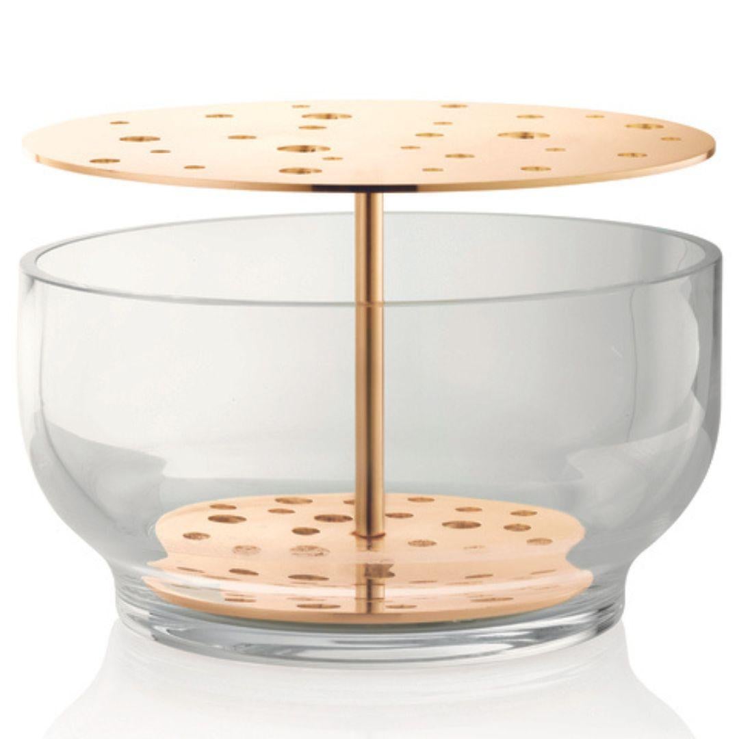 XXI secolo e contemporaneo Vaso lungo 'Ikebana' in vetro soffiato a bocca e ottone per Fritz Hansen in vendita