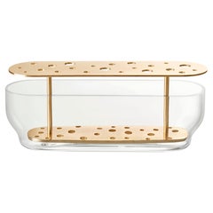 Vaso lungo 'Ikebana' in vetro soffiato a bocca e ottone per Fritz Hansen
