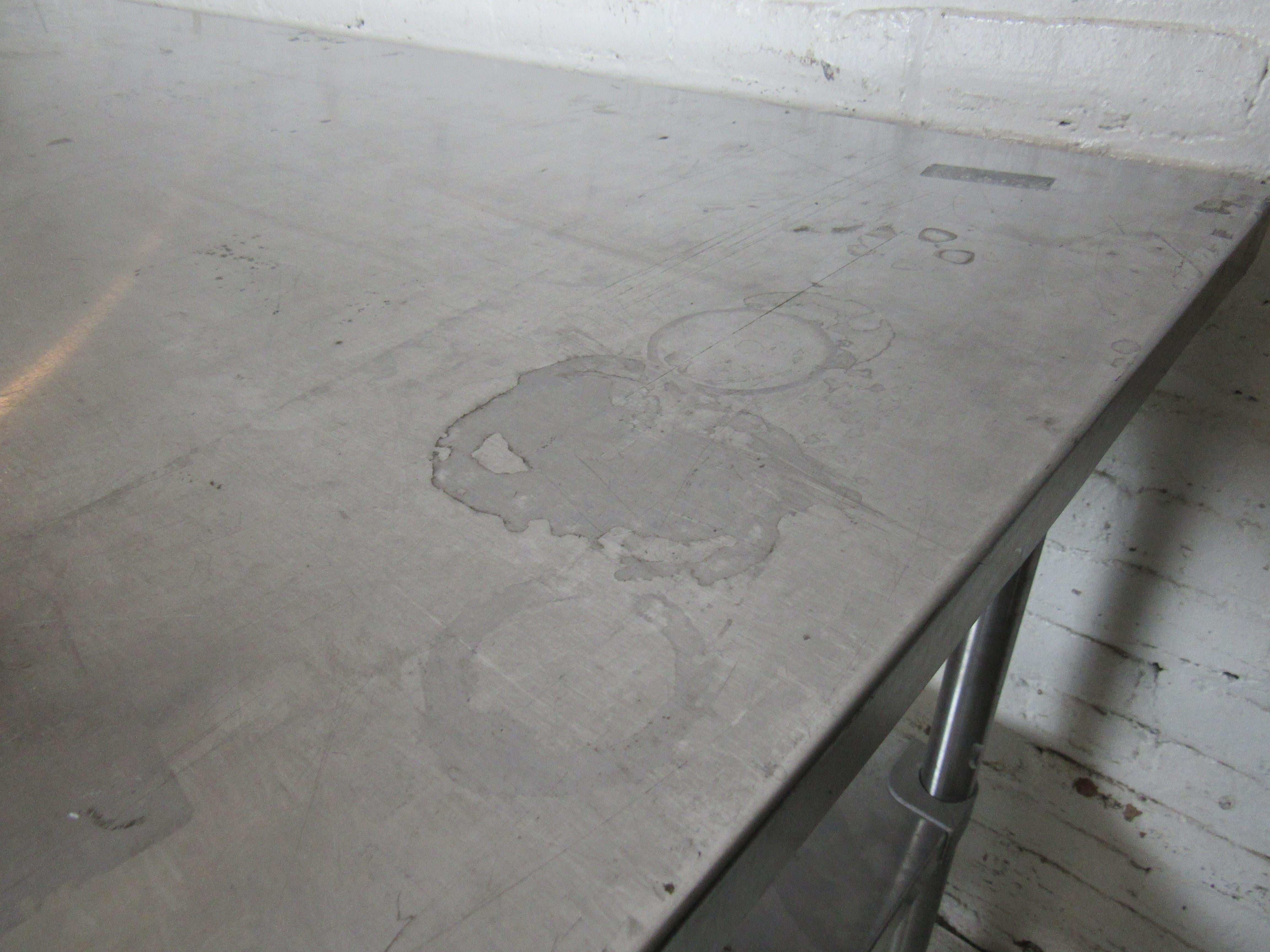 Late 20th Century Long Industrial Metal Kitchen Table