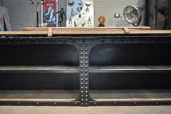 Long Industrial Riveted Iron Low Cabinet, circa 1900