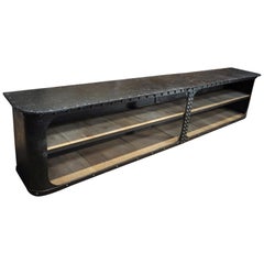 Long Industrial Riveted Iron Low Cabinet, circa 1900