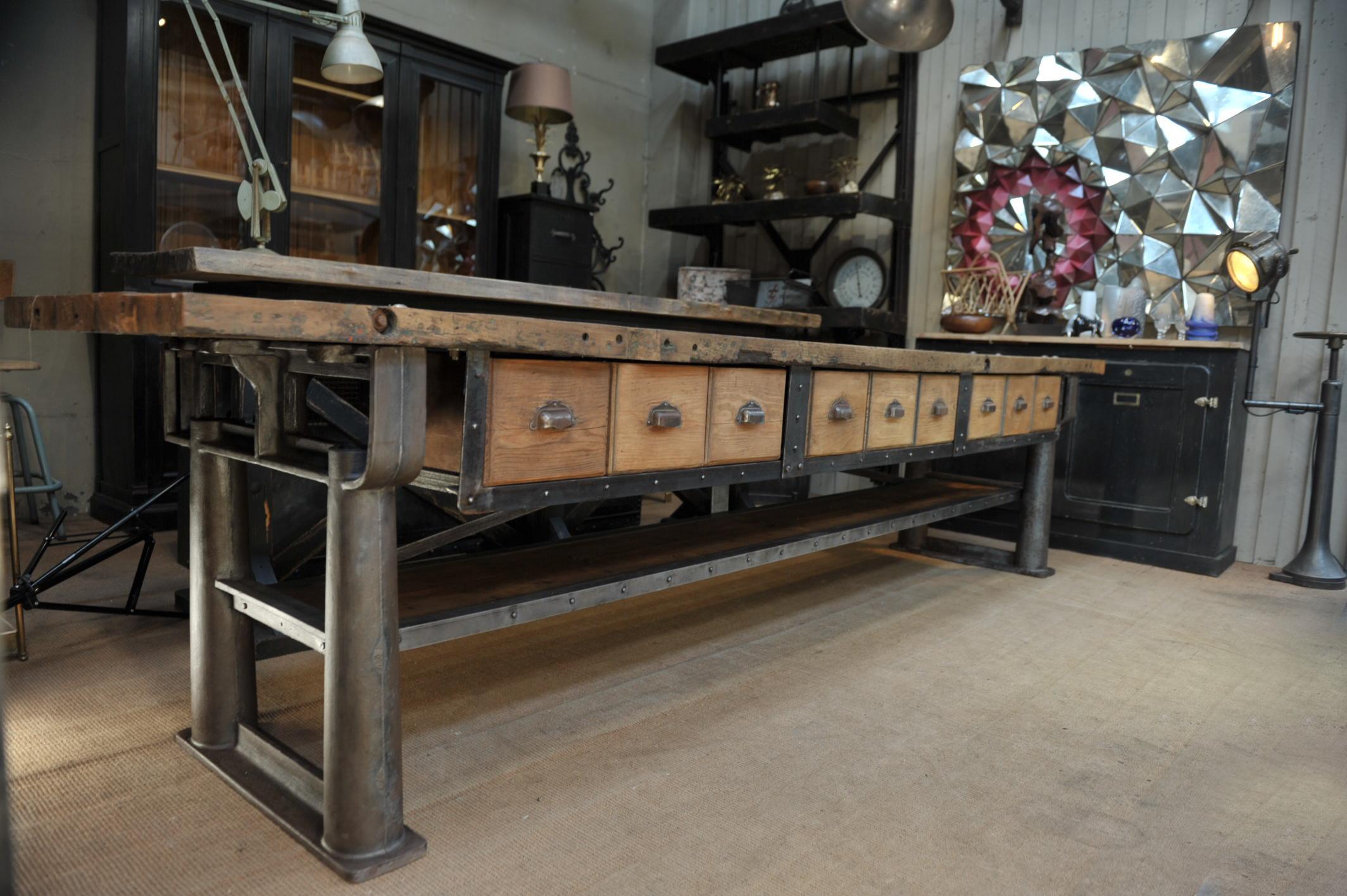 industrial table with drawers