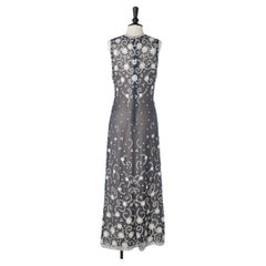 Long ink evening gown full embroidered with beads and sequins CURIEL 