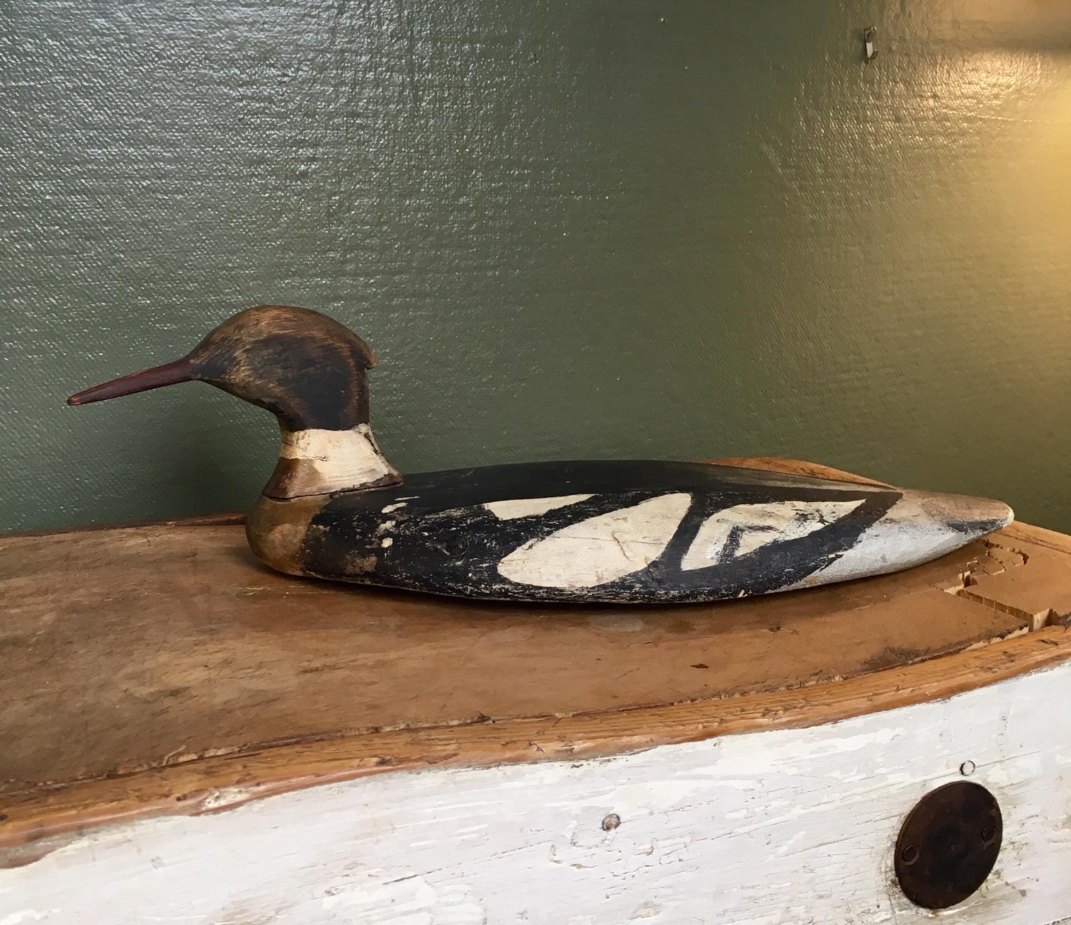 Hand-Painted Long Island Merganser Drake Decoy, circa 1910