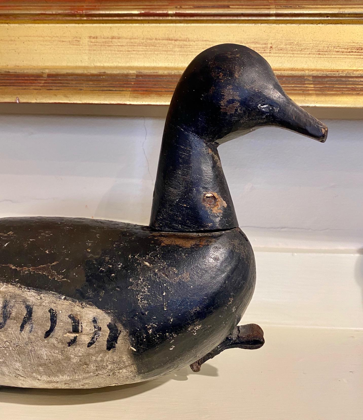 Hand-Painted Long Island Root Head Brant Decoy by the Verity Family, circa 1890