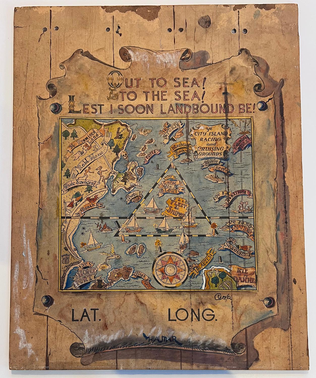 Dies ist ein einzigartiges Aquarell des berühmten nautischen Malers C. Hjalmar Amundson.  Geboren unter dem Namen Casper Hjalmar Emerson III, später geändert in C. Hjalmar Amundson, war er eigentlich nur als Cappy bekannt. Als einflussreicher Maler