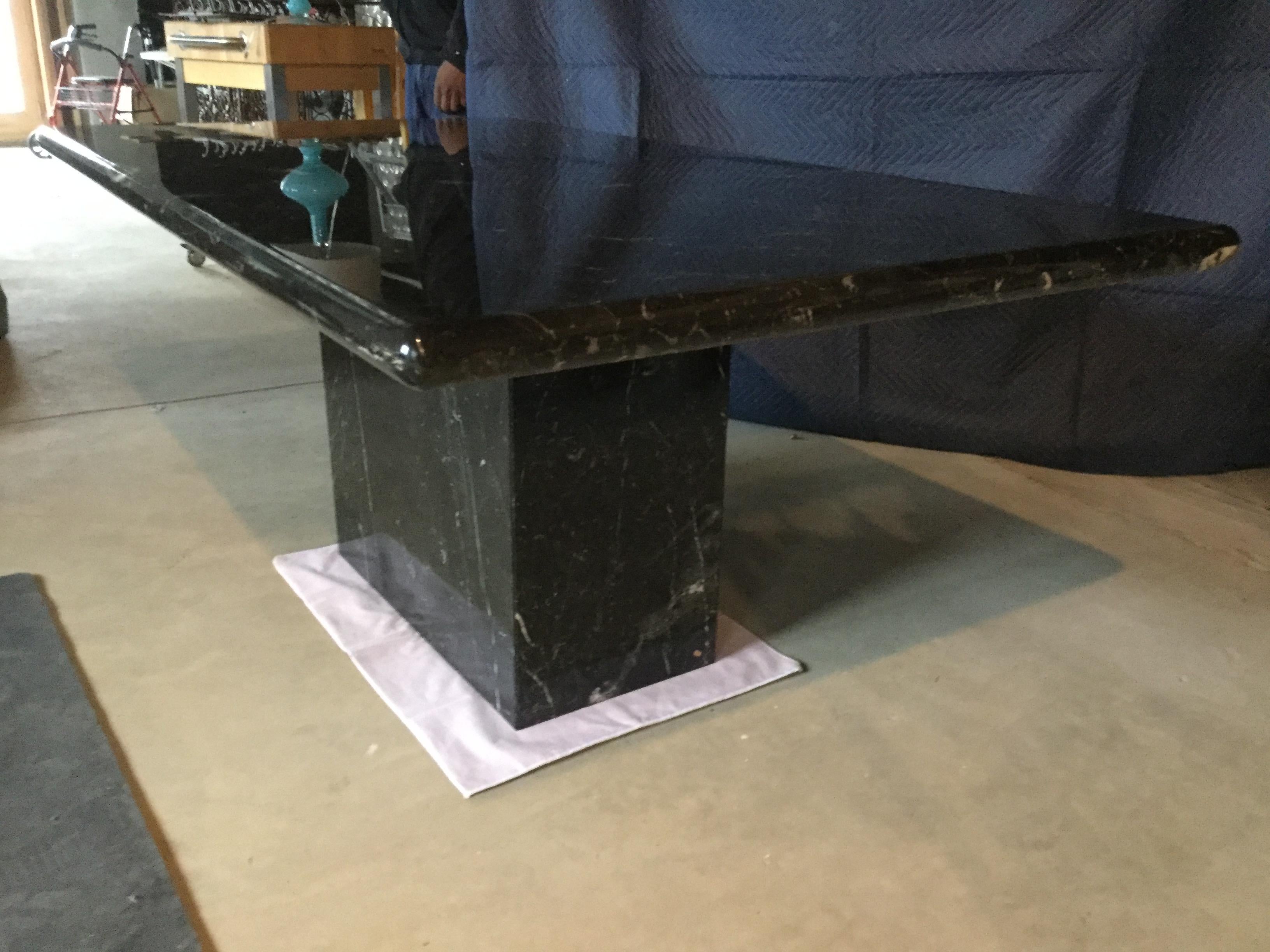 Long Italian Black Marble Dining Table In Good Condition In Livingston, NJ