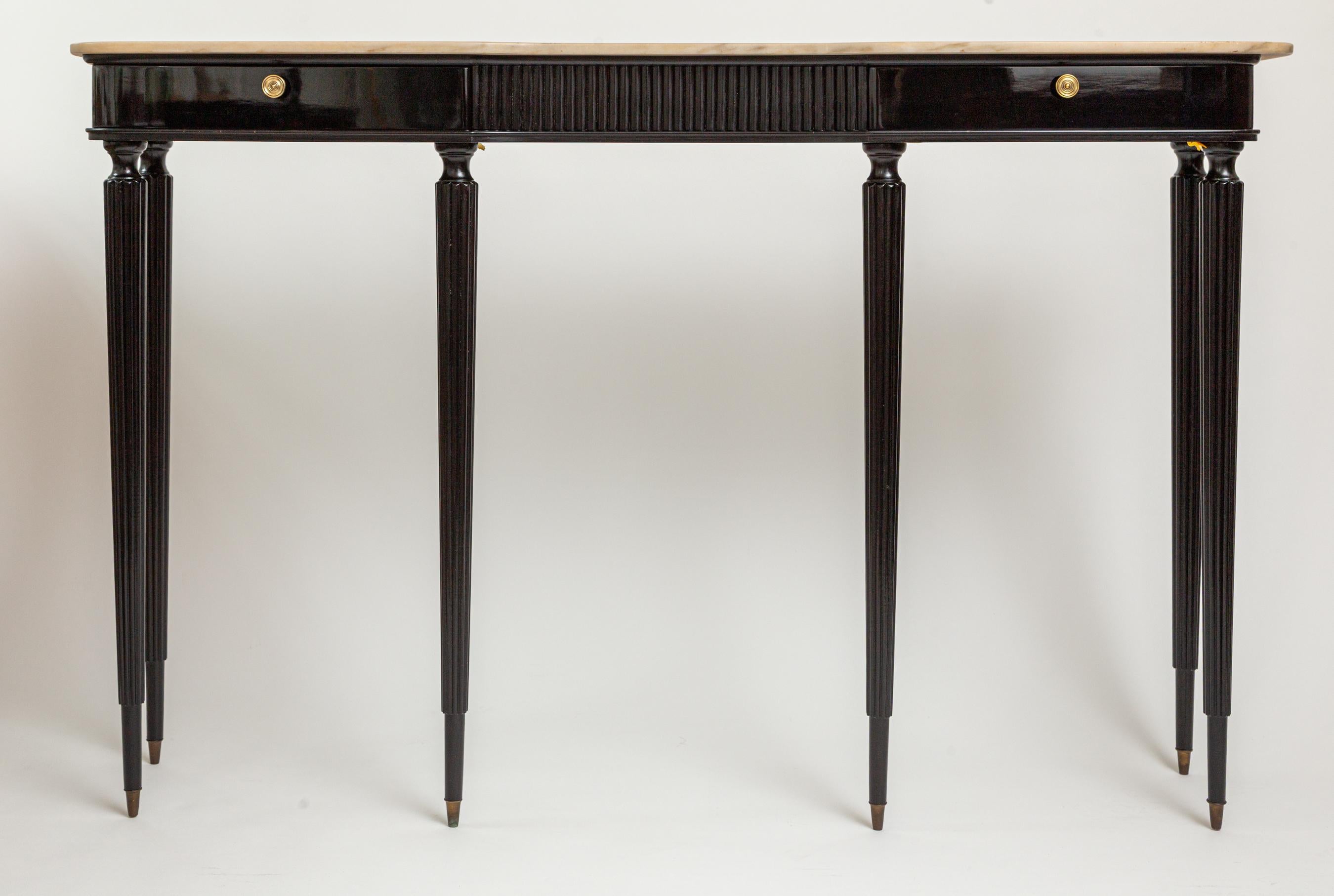Beech Long Italian Neoclassical Style Lacquered Console For Sale