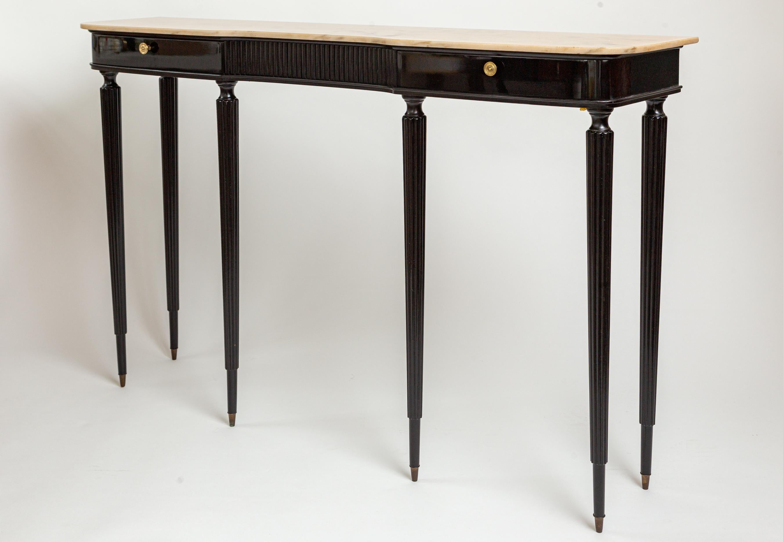 Long Italian Neoclassical Style Lacquered Console For Sale