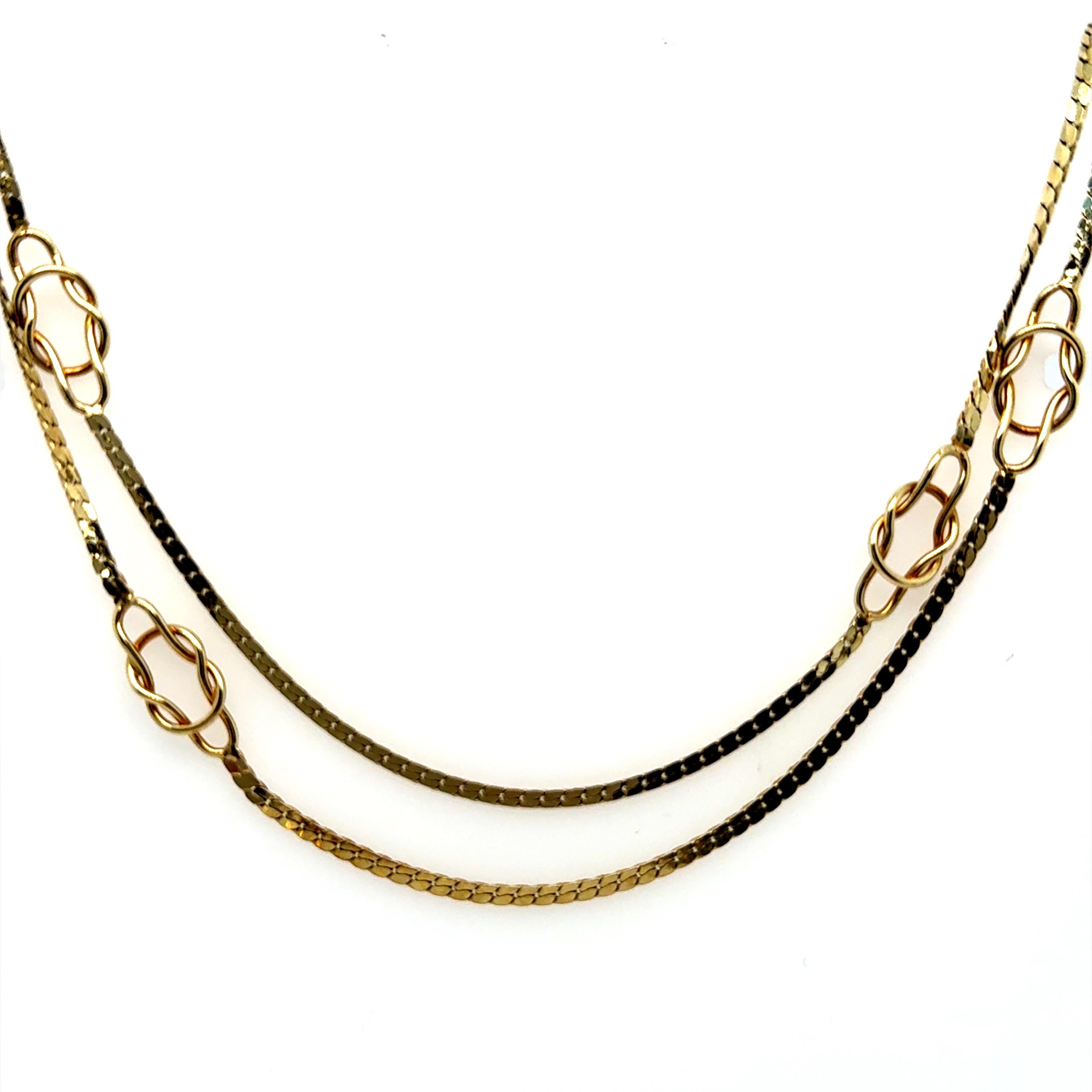 Collana con catena a S in oro italiano 14K vintage - Catena d'oro lunga 36 pollici con stazioni di nodi - Collana a strati - Gioielli dichiarativi retrò

Eleva la tua collezione di gioielli vintage con questa audace ed elegante collana a catena a